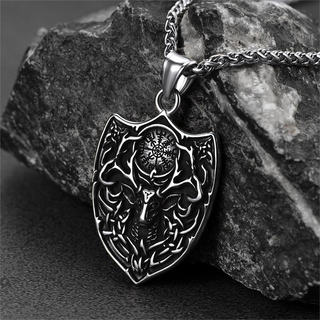 Flash Norse Viking Compass Deer Necklace for