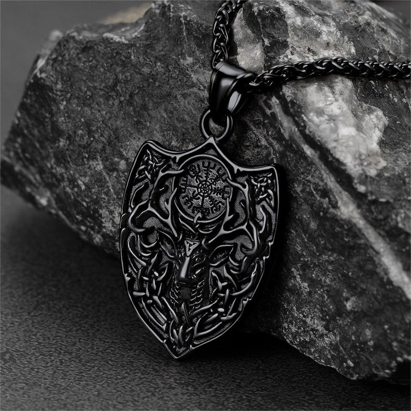 Flash Norse Viking Compass Deer Necklace for