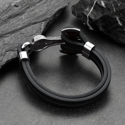 Viking Mjolnir Thor's Hammer Leather Bracelet for