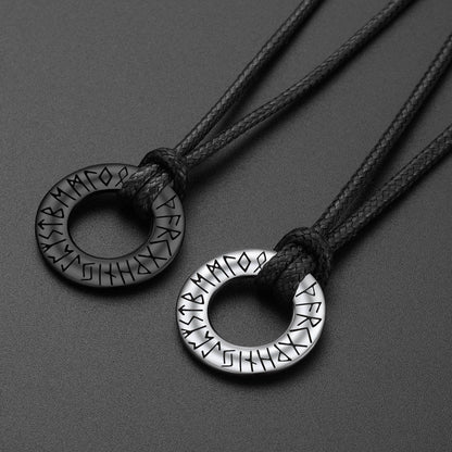 Norse Viking Rune Circle Chain Necklace for