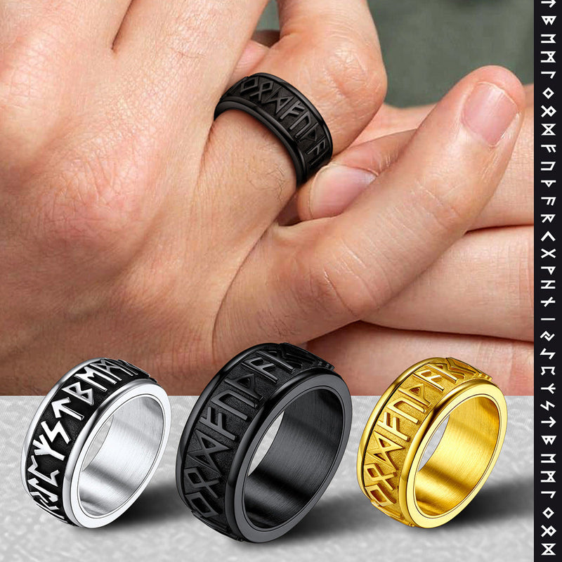 Norse Viking Rune Fidget Anxiety Band Ring for