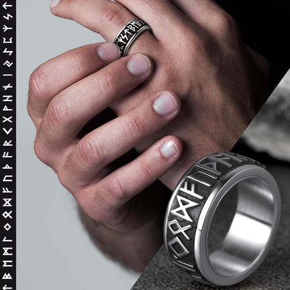 Norse Viking Rune Fidget Anxiety Band Ring for