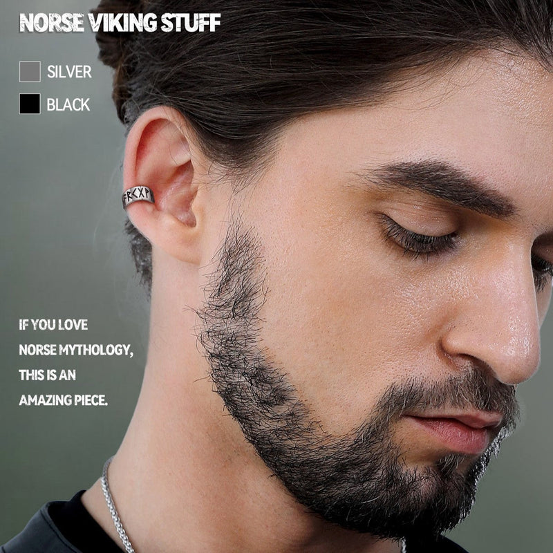 Norse Viking Runes Ear Cuff Earrings for in Sterling Silver