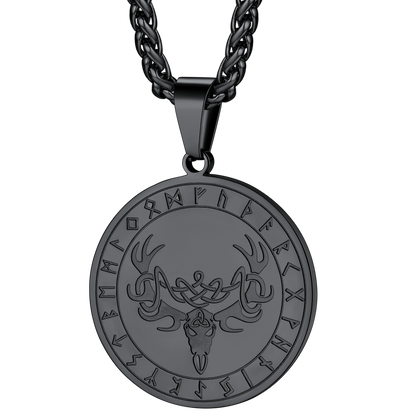 Flash Stainless Steel Norse Viking Deer Necklace for