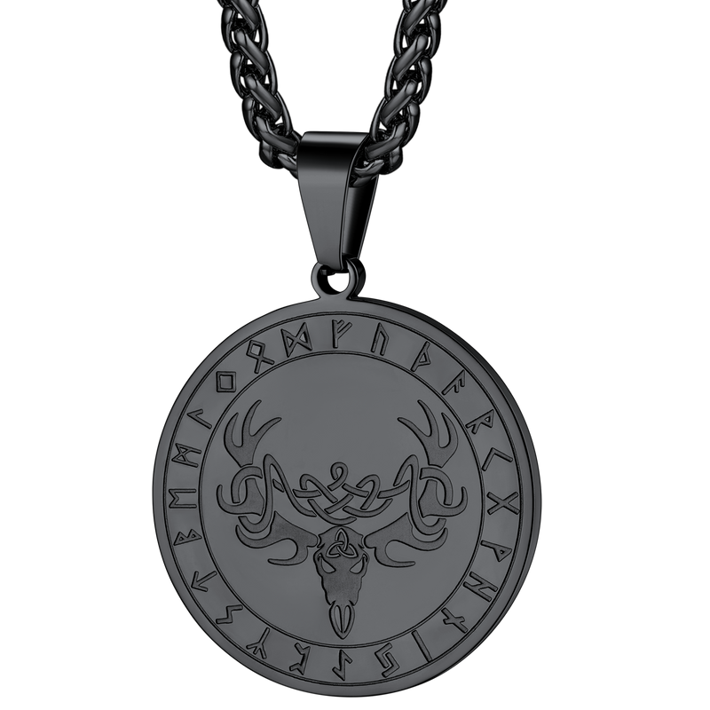 Flash Stainless Steel Norse Viking Deer Necklace for