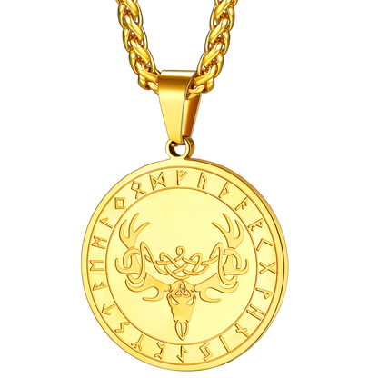 Flash Stainless Steel Norse Viking Deer Necklace for