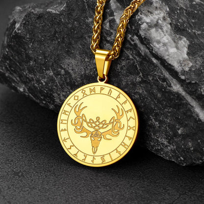 Flash Stainless Steel Norse Viking Deer Necklace for