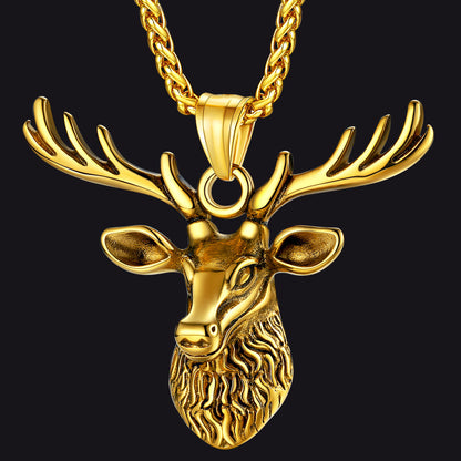 Viking Deer Necklace Pendant for