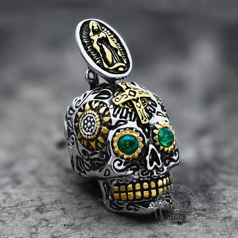 Cross Sugar Skull Pendant