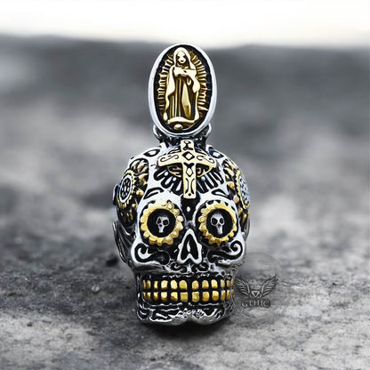 Cross Sugar Skull Pendant