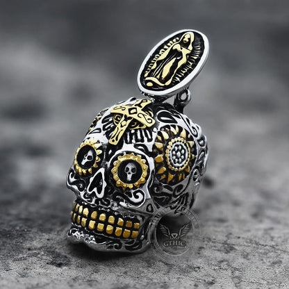 Cross Sugar Skull Pendant
