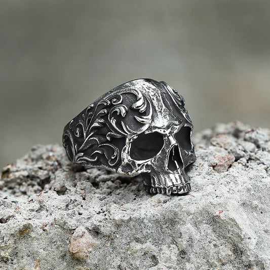 Pattern Stainless Steel Skull Ring