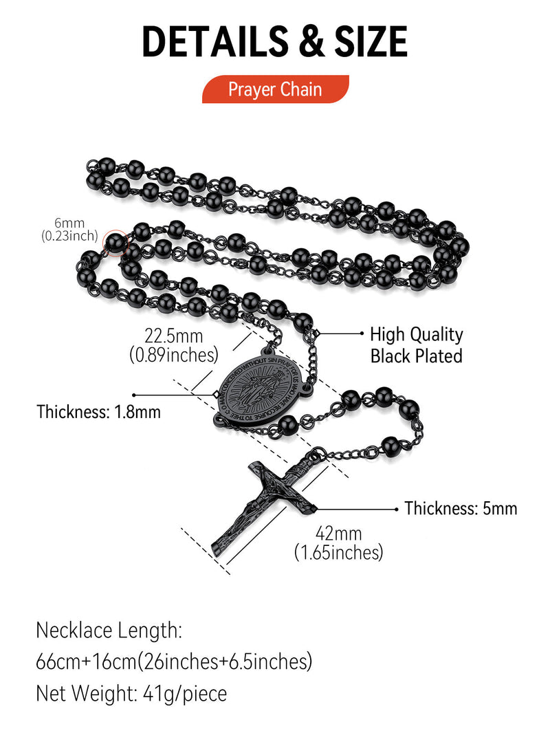 Catholic Virgin Mary Rosary Beads Cross Necklace Chain for