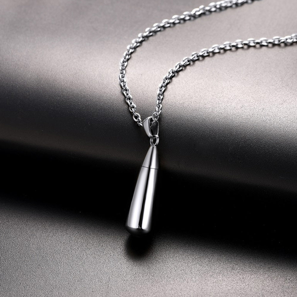 Engraved Cremation Tear Drop Urn Necklace for Ashes for