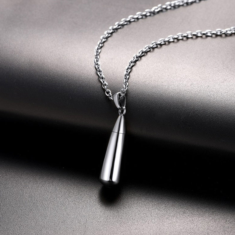 Engraved Cremation Tear Drop Urn Necklace for Ashes for