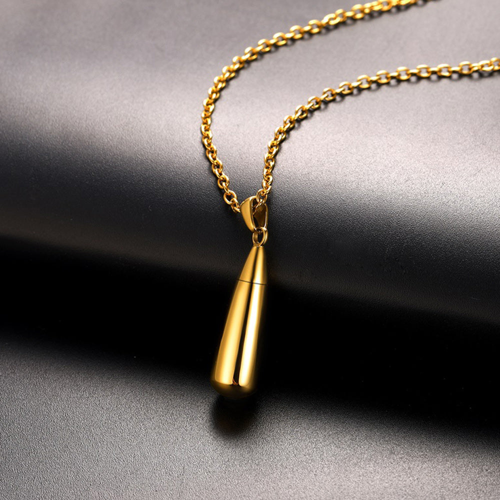 Engraved Cremation Tear Drop Urn Necklace for Ashes for