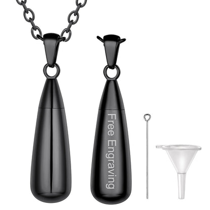 Engraved Cremation Tear Drop Urn Necklace for Ashes for