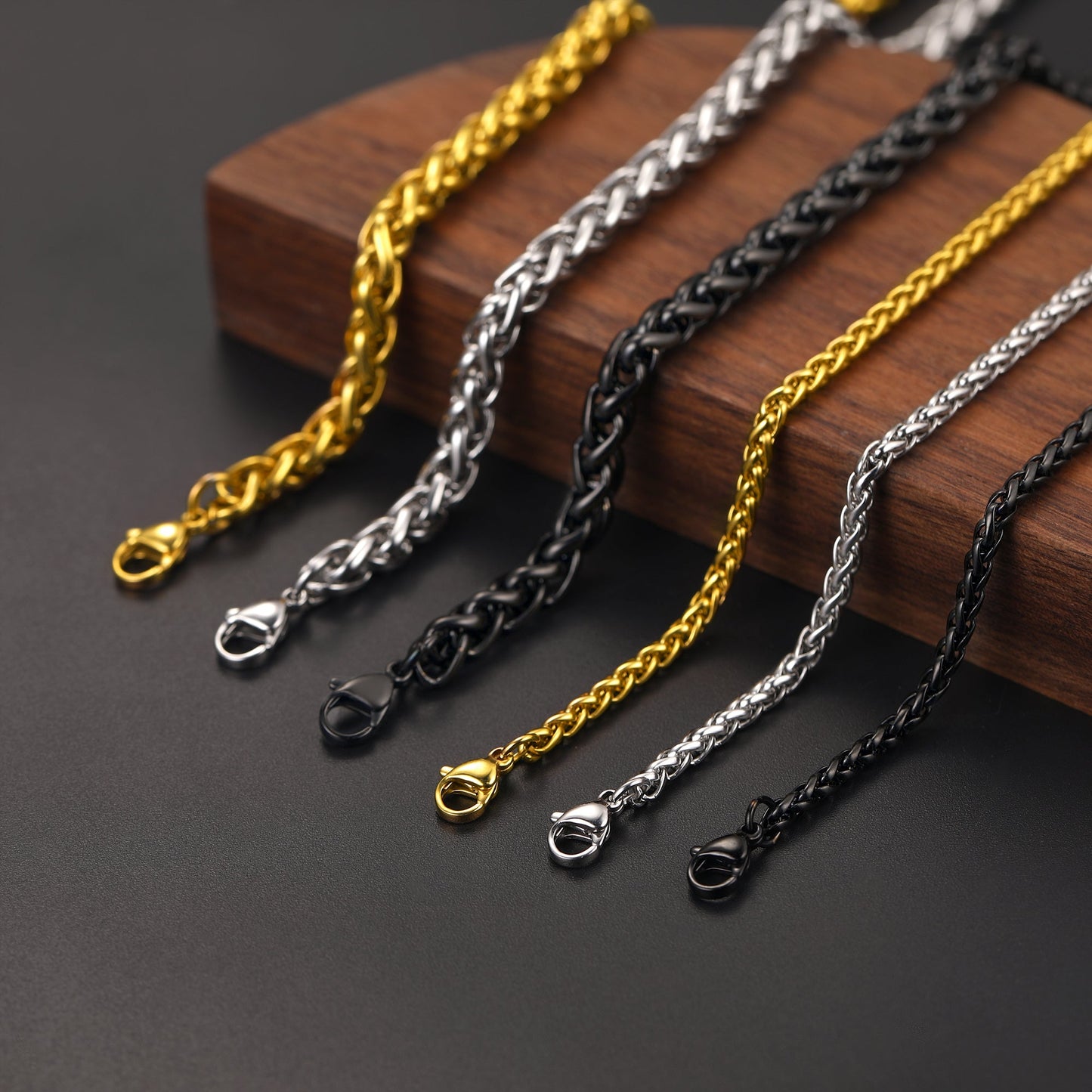 Spiga Wheat Chain Stainless Steel Link Necklace for