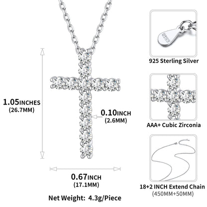 Sterling Silver Diamond Cross Necklace Crucifix Pendant Necklace for