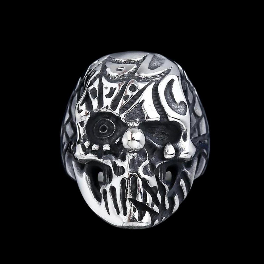 A Pierrots Webbed Skull Clown Ring