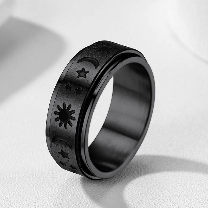 Faithheart Moon Star Sun Ring Fidget Ring for Anxiety