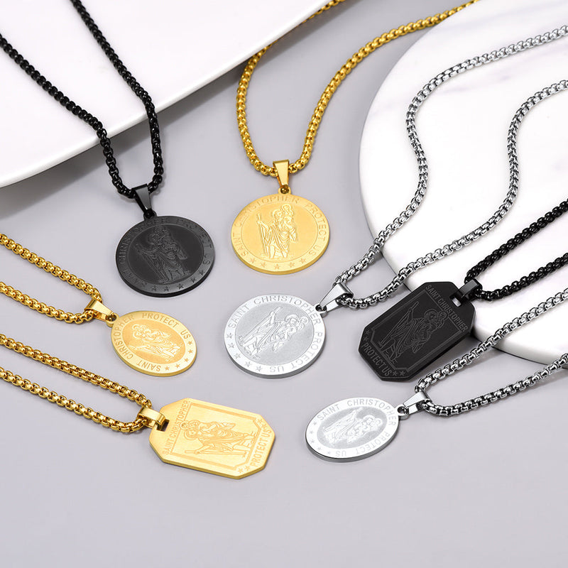 St. Christopher Dog Tag Necklace for