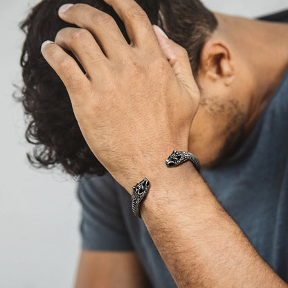 Viking Wolf Head Arm Ring Cuff Bracelet for