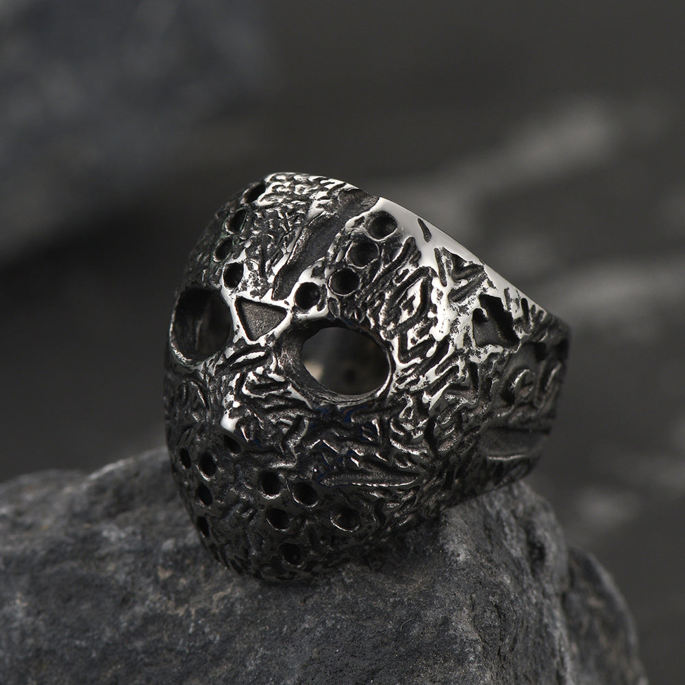 Gothic Jason Voorhees Mask Ring for