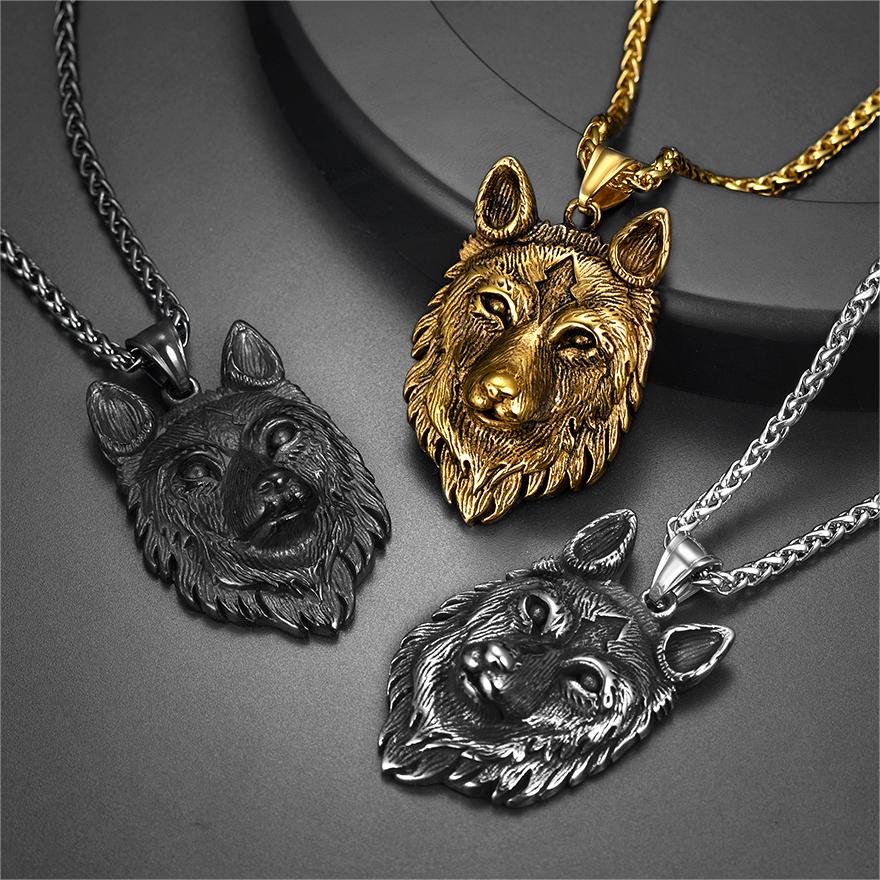 Viking Wild Wolf Pendant Necklace Norse Jewelry for
