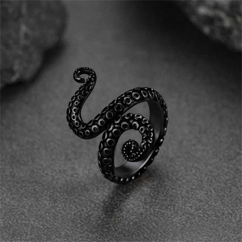 Punk Octopus Tentacle Ring for in Stainless Steel