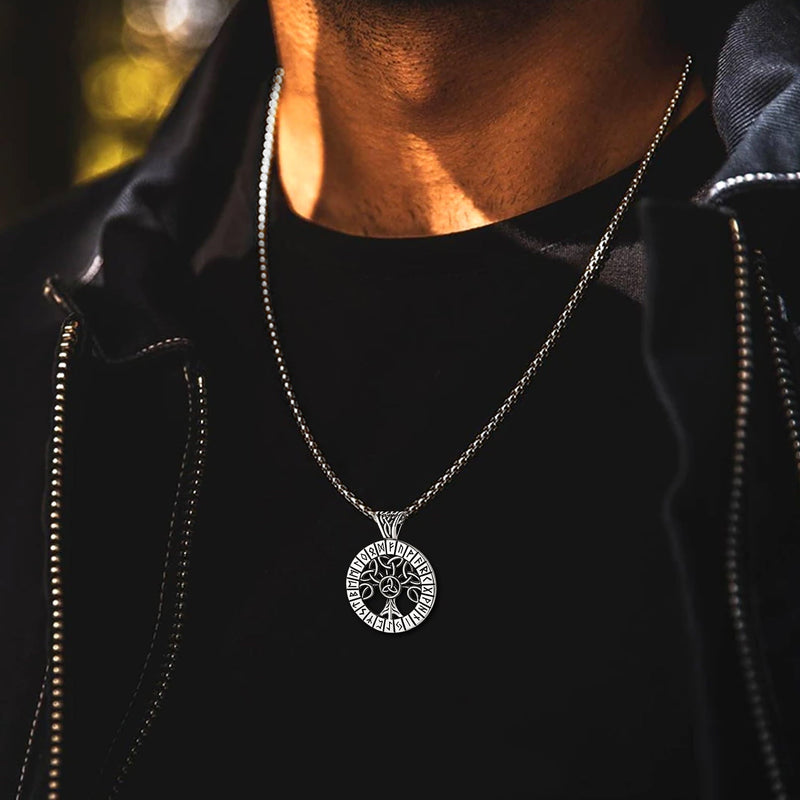 Norse Viking Rune Tree of Life Necklace Amulet for
