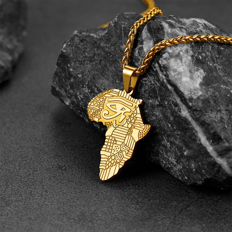African Map Eye of Horus Necklace for