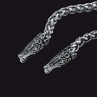 Celtic Knot Cross Necklace With Wolf Rope Chain for