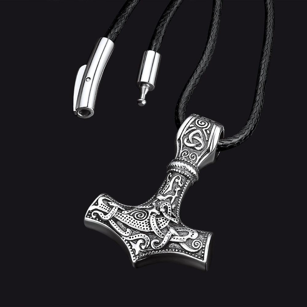 Norse Viking Thor's Hammer Necklace Mjolnir Pendant for