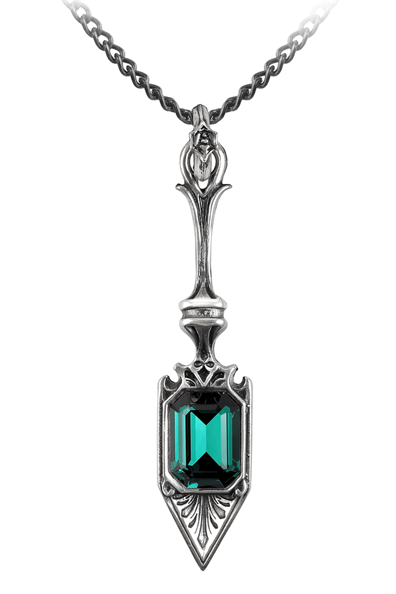 Absinthe Spoon Pendant With Emerald Green Crystal