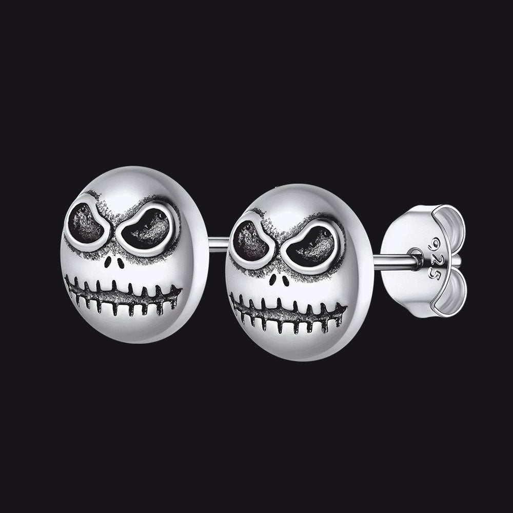 Silver Jack Skellington Stud Earrings for Halloween Gift