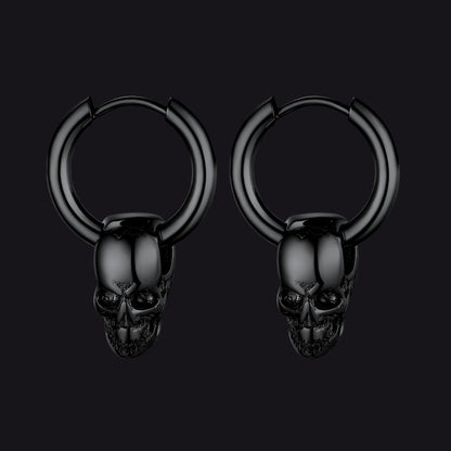 Cool Skull Hoop Dangle Earrings for