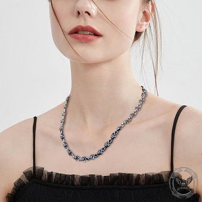 Ace of Spades Sterling Silver Skull Necklace