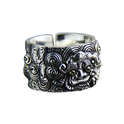 Adjustable Ring of Mythical Animal Wild for / Cool Jewelry of Pure 925 Sterling Silver