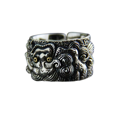 Adjustable Ring of Mythical Animal Wild for / Cool Jewelry of Pure 925 Sterling Silver