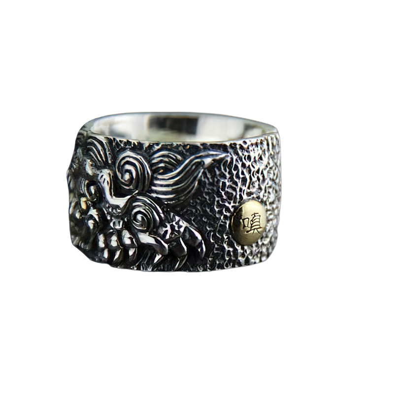 Adjustable Ring of Mythical Animal Wild for / Cool Jewelry of Pure 925 Sterling Silver