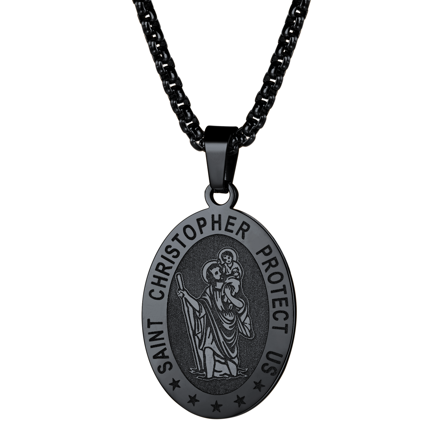Oval Christian Saint Christopher Protection Medal Necklace for