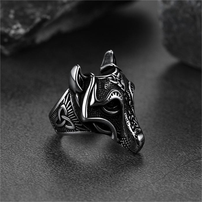 Viking Celtic Wolf Stainless Steel Ring for