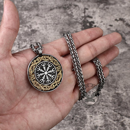 Aegishjalmr Dragon Stainless Steel Viking Pendant