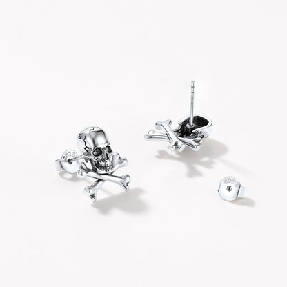 Punk Skull Crossbones Stud Earrings for