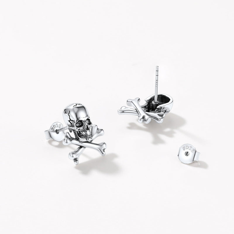 Punk Skull Crossbones Stud Earrings for
