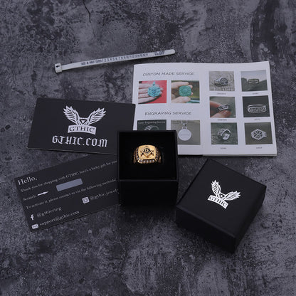 Ag Masonic Diamond Stainless Steel Ring
