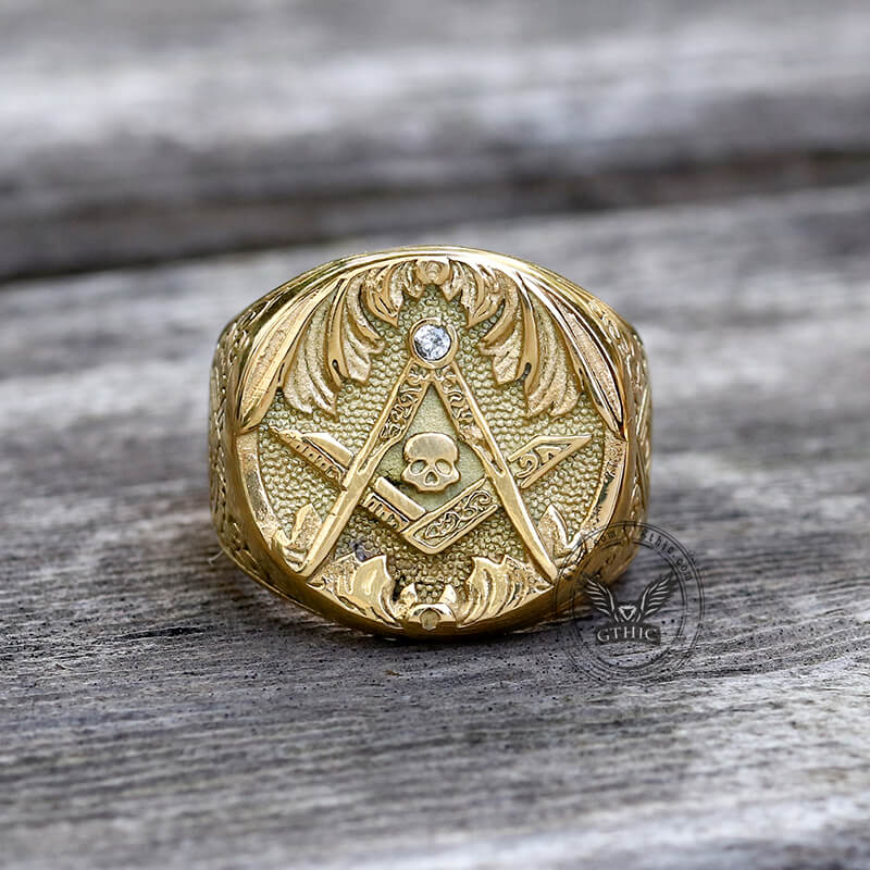 Ag Skull Stainless Steel Mason Ring