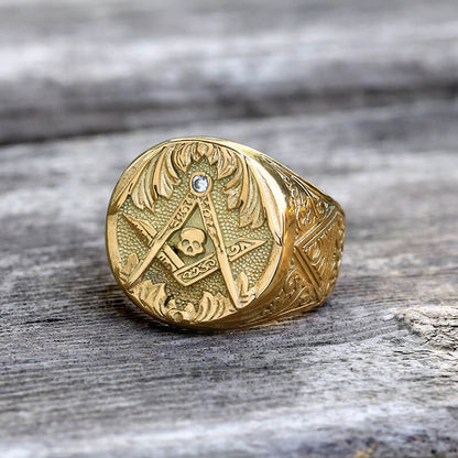 Ag Skull Stainless Steel Mason Ring