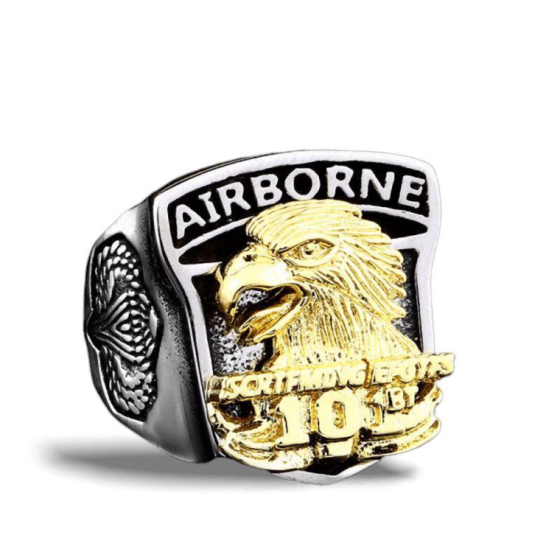 American the Airborne Screaming Eagle Stainless Steel Ring / Personality Rock Style Jewelry